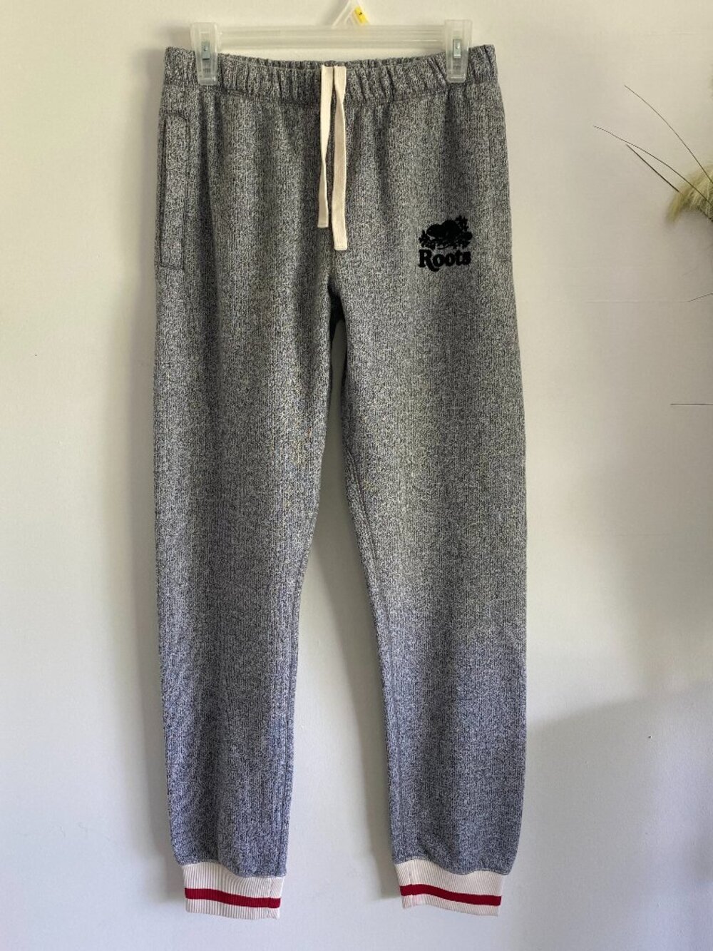Roots Women's Salt & Pepper Cabin Original Tall Sweatpants Sz Small Grey​